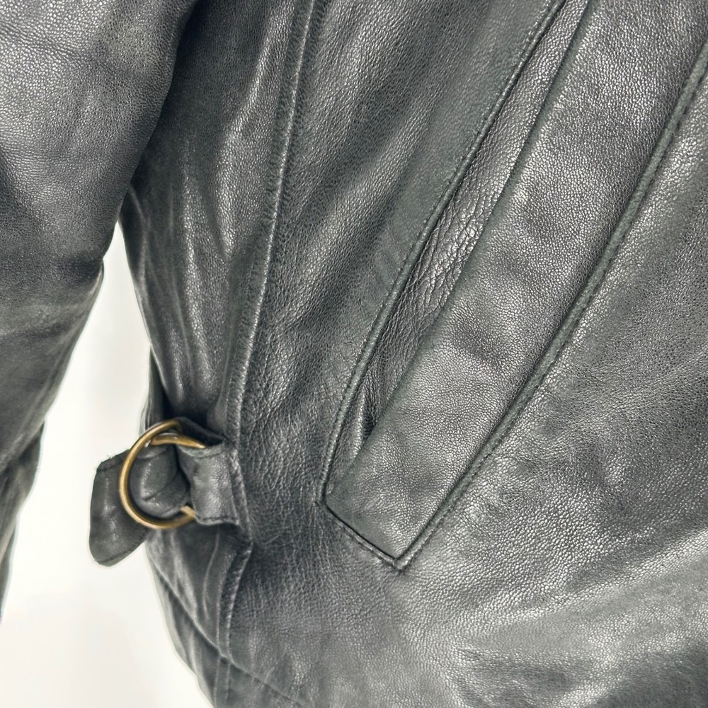 Marc New York Andrew Marc Moto Bomber Black Leather Jacket Size L READ - Picture 2 of 10